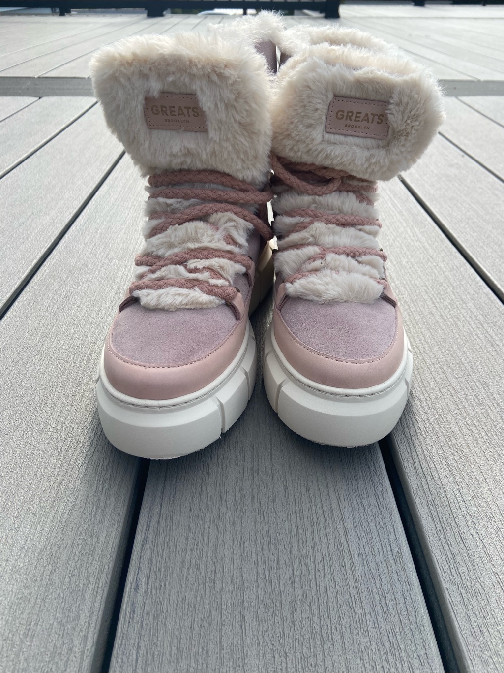 Greats Blush Faux-Fur Platform Winter Sneakers